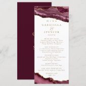 Elegant Burgundy Gold Agate Wedding Menu (Voorkant / Achterkant)