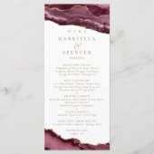Elegant Burgundy Gold Agate Wedding Menu (Voorkant)