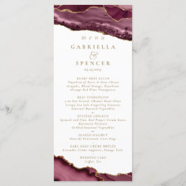 Elegant Burgundy Gold Agate Wedding Menu