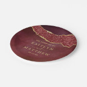 Elegant Burgundy & Gold Agate Wedding Papieren Bordje (Gekanteld)