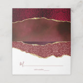 Elegant Burgundy & Gold Agate Wedding Plaatskaartje (Buitenkant ongevouwen)