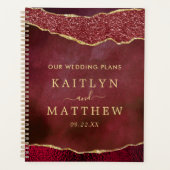 Elegant Burgundy & Gold Agate Wedding Planner (Voorkant)