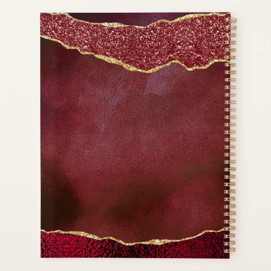 Elegant Burgundy & Gold Agate Wedding Planner (Achterkant)