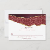 Elegant Burgundy & Gold Agate Wedding RSVP Kaartje (Voorkant)
