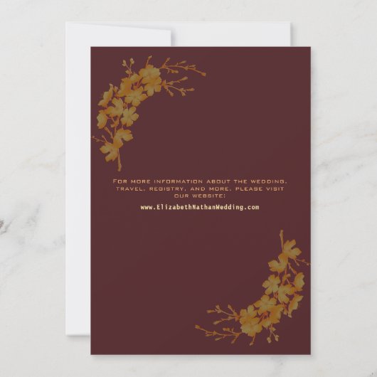Elegant Burgundy & Gold Birds Floral Pattern Save The Date (Achterkant)