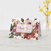 Elegant Burgundy Gold Blush Pink Floral bedankt Kaart (Gele Bloem)