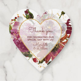 Elegant Burgundy Gold Blush Pink Floral Modern Bedankjes Labels