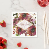 Elegant Burgundy Gold Blush Pink Floral Weddenscha Servet (Insitu)