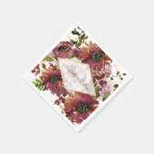 Elegant Burgundy Gold Blush Pink Floral Weddenscha Servet (Hoek)