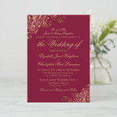 Elegant Burgundy & Gold Classy Formal Wedding Kaart (Staand voorkant)