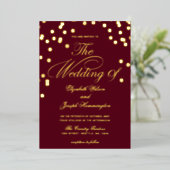 Elegant Burgundy Gold Confetti Wedding Folie Uitnodiging (Staand Voorkant)