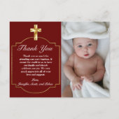 Elegant Burgundy Gold Cross Baptisme Hartelijk dan Briefkaart (Voorkant)