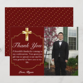 Elegant Burgundy Gold Cross bevestiging Bedankkaart (Voorkant / Achterkant)