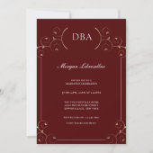 Elegant Burgundy Gold DBA-Afstuderen Kaart (Voorkant)