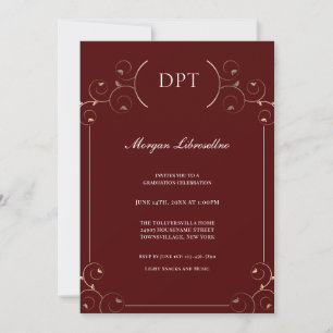 Elegant Burgundy Gold DPT Afstuderen Kaart