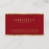 Elegant Burgundy & Gold  Floral Dammaskers Visitekaartje (Achterkant)