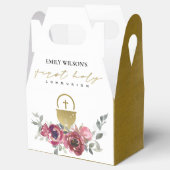 ELEGANT BURGUNDY GOLD FLORAL FIRST HOLY COMMUNION BEDANKDOOSJES (Geopend)