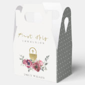 ELEGANT BURGUNDY GOLD FLORAL FIRST HOLY COMMUNION BEDANKDOOSJES (Geopend)