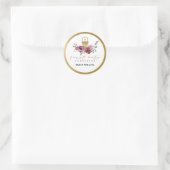 ELEGANT BURGUNDY GOLD FLORAL FIRST HOLY COMMUNION RONDE STICKER (Tas)