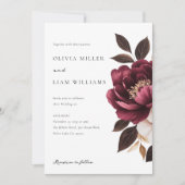 Elegant Burgundy Gold Floral Wedding Kaart (Voorkant)