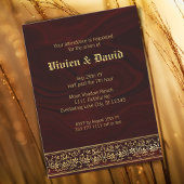 Elegant Burgundy Gold Floral Wedding Kaart