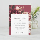 Elegant Burgundy Gold Floral Wedding Kaart (Staand voorkant)