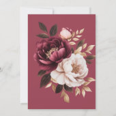 Elegant Burgundy Gold Floral Wedding Kaart (Achterkant)