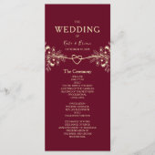 Elegant Burgundy Gold Floral Wedding Programmakaart (Voorkant)