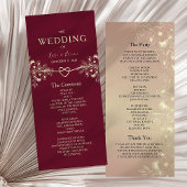Elegant Burgundy Gold Floral Wedding Programmakaart