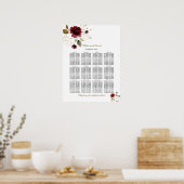 Elegant Burgundy Gold Floral Wedding Seding Chart Poster (Keuken)
