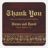 Elegant Burgundy Gold Floral Wedding Vierkante Sticker (Voorkant)