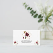 Elegant Burgundy Gold Floral Wedding Website Visitekaartje (Staand voorkant)
