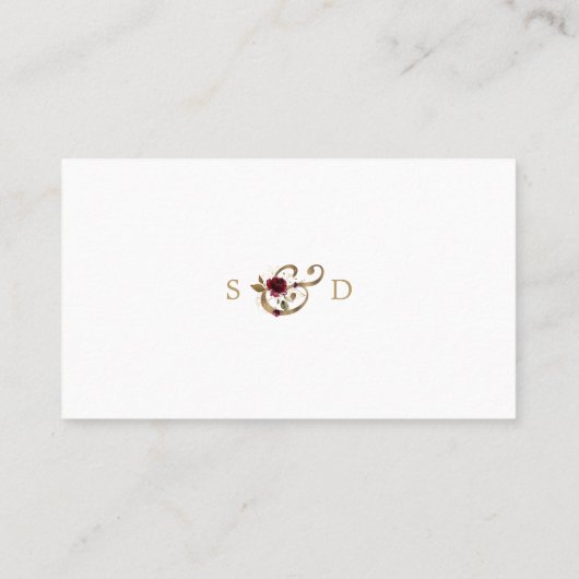 Elegant Burgundy Gold Floral Wedding Website Visitekaartje (Achterkant)