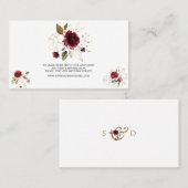Elegant Burgundy Gold Floral Wedding Website Visitekaartje (Voorkant / Achterkant)