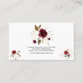 Elegant Burgundy Gold Floral Wedding Website Visitekaartje (Voorkant)