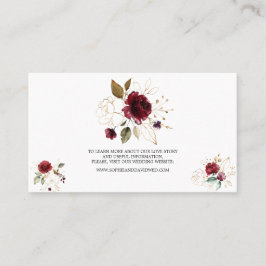 Elegant Burgundy Gold Floral Wedding Website Visitekaartje