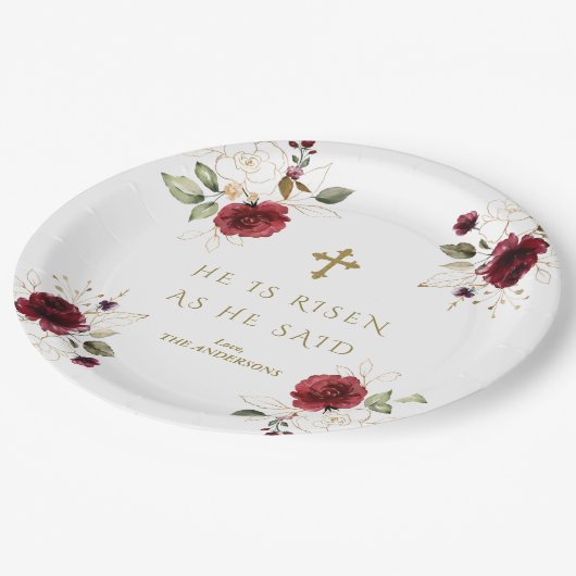 Elegant Burgundy Gold Flowers Hij is raster Papieren Bordje (Gekanteld)