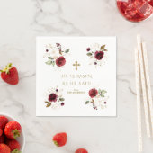 Elegant Burgundy Gold Flowers Hij is raster Servet (Insitu)