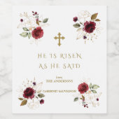 Elegant Burgundy Gold Flowers Hij is raster Wijn Etiket (Enkel label)