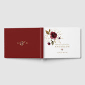 Elegant Burgundy Gold Flowers Monogram Weddenschap Gastenboek (Volledig)