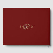Elegant Burgundy Gold Flowers Monogram Weddenschap Gastenboek (Achterkant)
