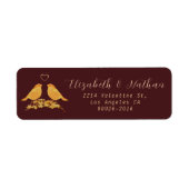 Elegant Burgundy Gold Flowers Return Address Label (Voorkant)