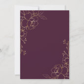 Elegant Burgundy & Gold Flowers Weddenschap Kaart (Achterkant)