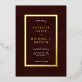 Elegant burgundy gold foil typography wedding folie uitnodiging (Voorkant)