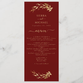 Elegant Burgundy Gold Foliage Weddenschappen Menu