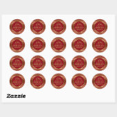 Elegant Burgundy & Gold Geometric Zigzag Chevron 2 Ronde Sticker (Vel)