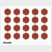 Elegant Burgundy & Gold Geometric Zigzag Chevron Ronde Sticker (Vel)