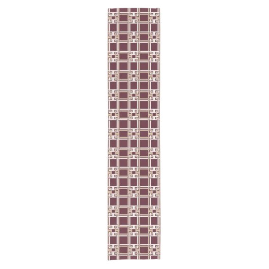 Elegant Burgundy Gold Greek Key Pattern Korte Tafelloper (Voorkant)