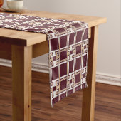 Elegant Burgundy Gold Greek Key Pattern Korte Tafelloper (Voorbeeld)