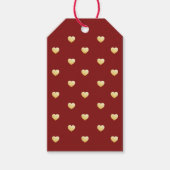 Elegant Burgundy Gold Hearts Cadeaulabel (Voorkant)